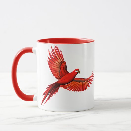 Mug Crimson Macaw / Red Parrot en vol (Gauche)