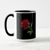 Mug Crimson sur l'ébène : La rose rouge unique, (Gauche)