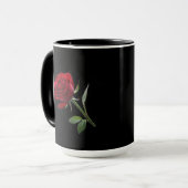 Mug Crimson sur l'ébène : La rose rouge unique, (Devant gauche)