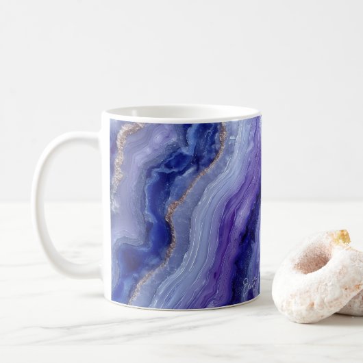 Mug cristal à facettes tanzanites radiantes (Avec donut)