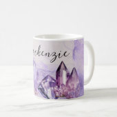 Mug Cristaux d'améthyste violette à l'aquarelle (Devant droit)