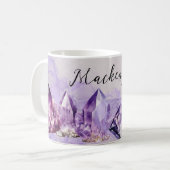 Mug Cristaux d'améthyste violette à l'aquarelle (Devant gauche)