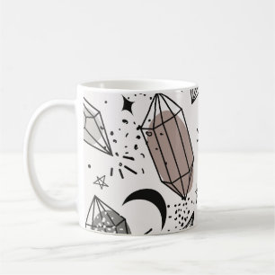 Mug Cristaux, Lune, Étoiles, Design Chevauché.