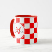 Mug Croatie | Hrvatska | Nom À damiers Monogramme (Devant gauche)