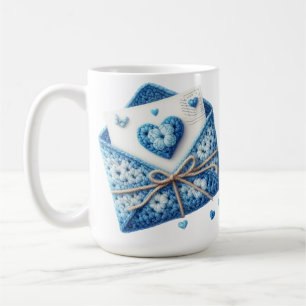 MUG CROCHET BLANC ET BLEUE DÉCOUVRENT LES ENVELOPPES