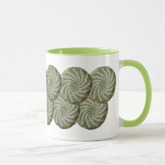 Mug - Crochet blanc spirale sur vert (Droite)