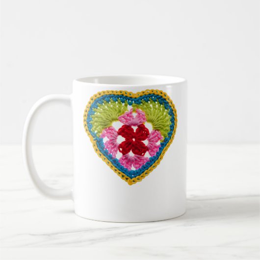 Mug Crochet de cœur en Granny Square (Gauche)