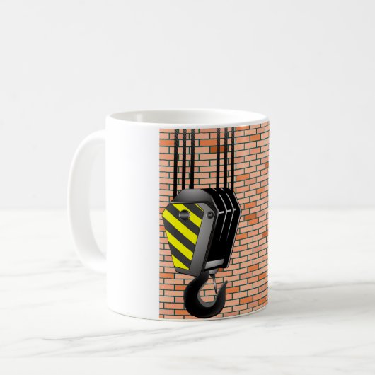 Mug Crochet de grue industrielle avec mur de briques (Devant gauche)