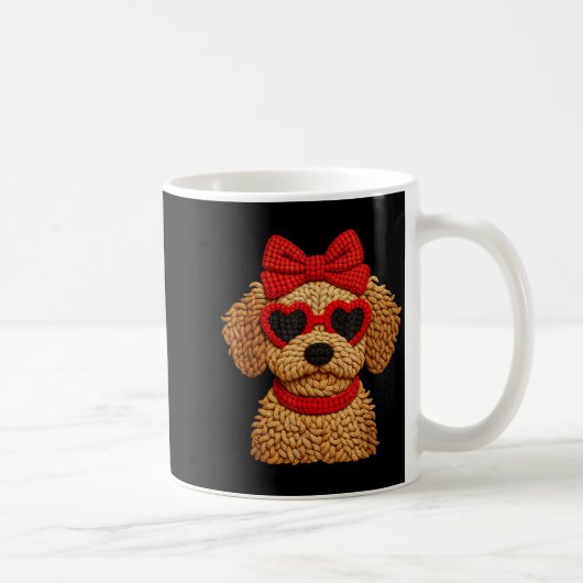 Mug Crochet Puppy Heart Sungles Red Bow Valentines Day (Droite)