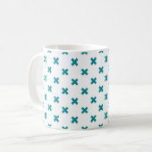 Mug Crochets turquoises sur blanc (Devant gauche)