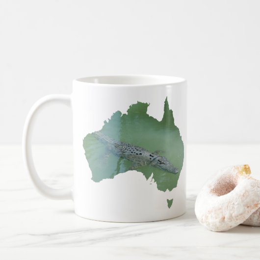 Mug Crocodile Marin Croc Australie Forme Vert (Avec donut)