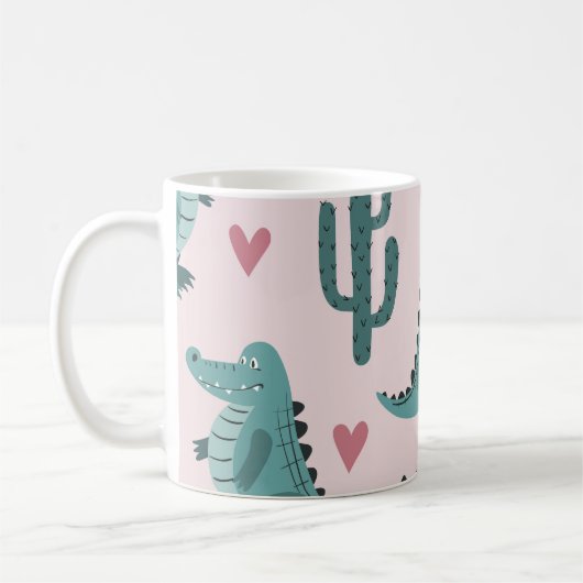 Mug Crocodile mignon, motif alligator vintage. (Gauche)