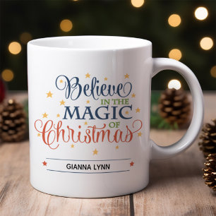 Mug Croire à la magie de Noël Élégant script
