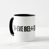 Mug CROIRE Silhouette chrétienne ouverte avec foi (Devant gauche)