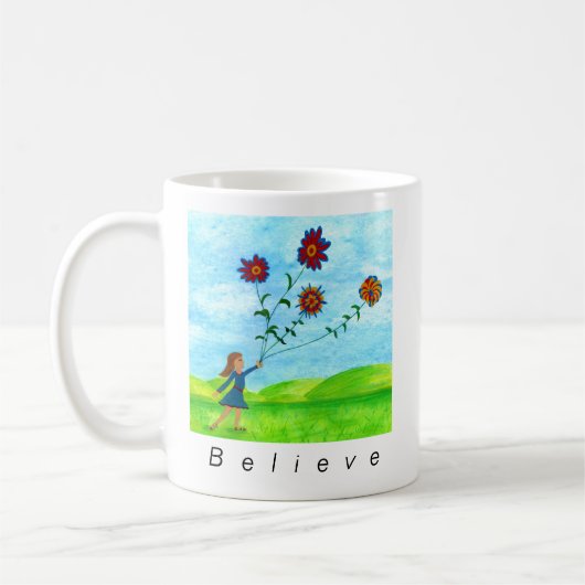Mug "Crois l'Impossible" Fille avec des cerfs-volants (Gauche)