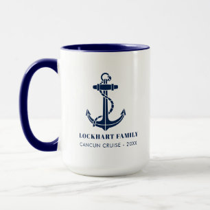 Mug Croisière familiale personnalisée avec ancre de ba