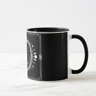 Mug Croissant de Lune avec Soleil et Étoiles Noir et B