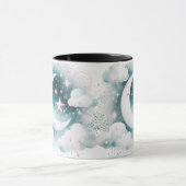 Mug Croissant de Lune Céleste Bleu et Blanc Bohème Mod (Centre)