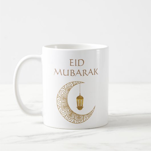 Mug Croissant de lune et lanterne dorés Eid Moubarak I (Gauche)