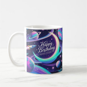 Mug Croissant lune, étoiles, planètes