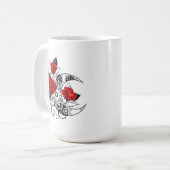Mug Croissant mécanique avec roses rouges (Devant gauche)