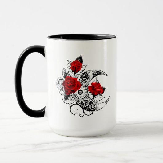 Mug Croissant mécanique avec roses rouges (Gauche)