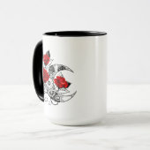 Mug Croissant mécanique avec roses rouges (Devant gauche)