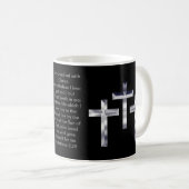 Mug Croix argentées dessus et couverture d'écriture (Devant droit)