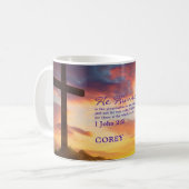 Mug Croix au Crépuscule Écriture Personnalisée (Devant gauche)