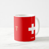 Mug Croix blanche, Golden Caduceus & Nurse Texte sur l (Devant droit)