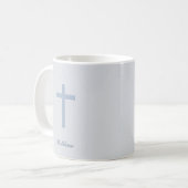 Mug Croix bleue en pastel de communion (Devant gauche)
