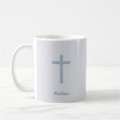 Mug Croix bleue en pastel de communion (Gauche)