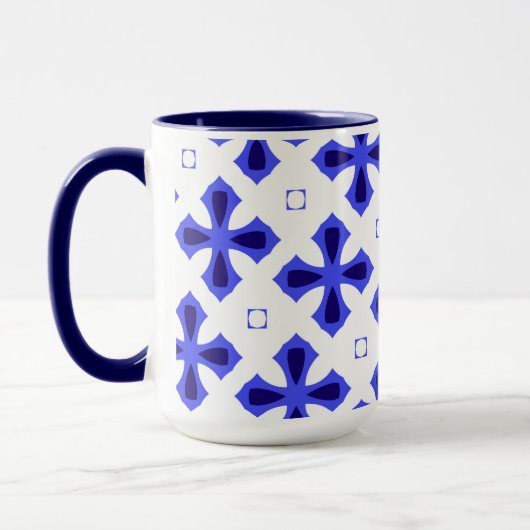 Mug Croix bleue et blanche moderne (Gauche)