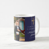 Mug Croix Bleue Religieux Boy First Communion Photo (Devant droit)