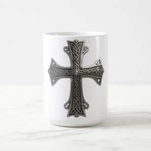 Mug Croix celtique en argent ornée avec motif de nœud
