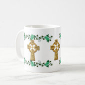 Mug Croix celtique irlandaise et muqueuse shamrock (Devant gauche)