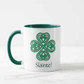 Mug Croix Celtique verte du Shamrock irlandais de Slái (Gauche)