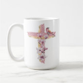 Mug Croix chrétienne avec magnolias roses (Gauche)
