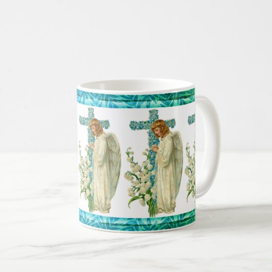 Mug Croix chrétienne bleue (Devant droit)