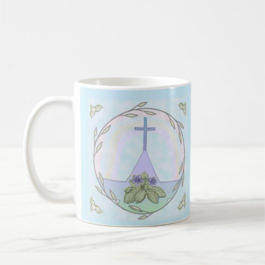 mug croix chrétienne de primevères (Gauche)