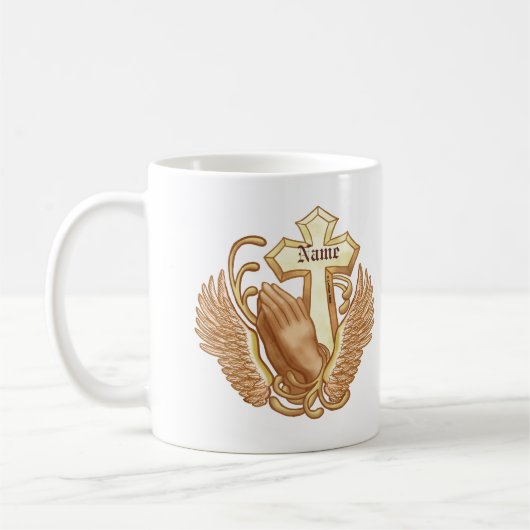 Mug Croix chrétienne des mains en prière (Gauche)