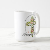 Mug Croix chrétienne florale Amazing Grace (Devant droit)