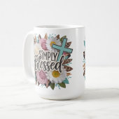 Mug Croix chrétienne florale simplement bénie (Devant gauche)