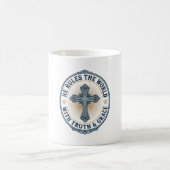Mug Croix Chrétienne Il Règne sur le Monde (Centre)