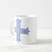 Mug Croix copte d'art en Lapis Bleu Premium (Devant gauche)