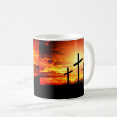 Mug Croix, Coucher de soleil Silhouettes Peinture-6713 (Devant droit)