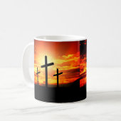Mug Croix, Coucher de soleil Silhouettes Peinture-6713 (Devant gauche)