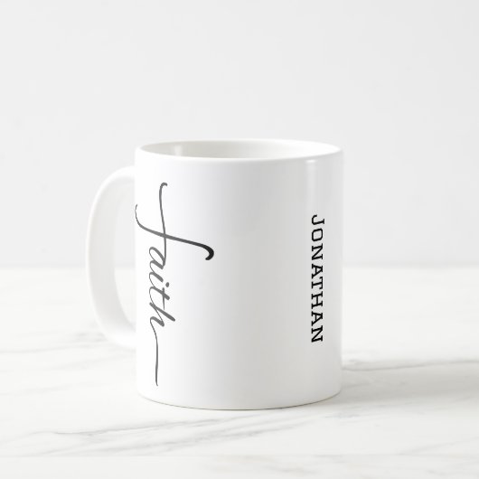 Mug Croix de foi chrétienne Noir (Devant gauche)