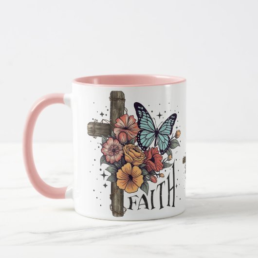 Mug Croix de foi florale (Gauche)