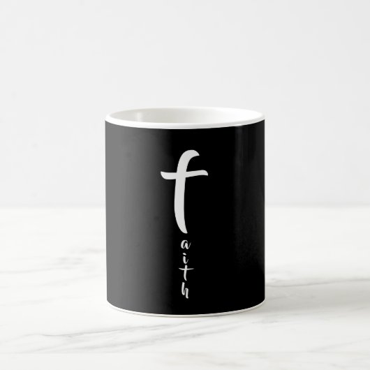 Mug Croix de la Foi Typographie Noir et Blanc Simple (Centre)